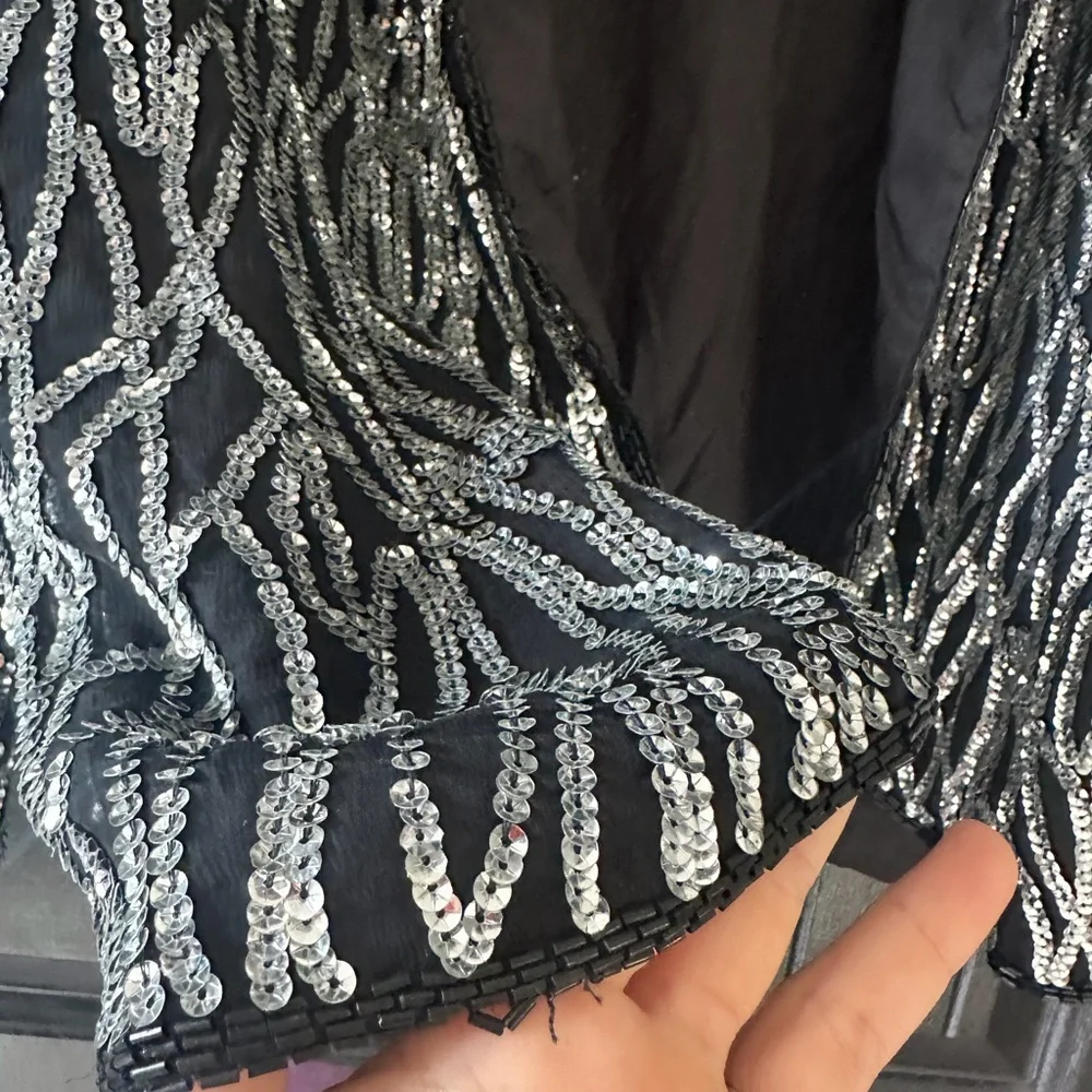 Vintage Laurence Kazar Black Silk Jacket, size M - Picture 5 of 6